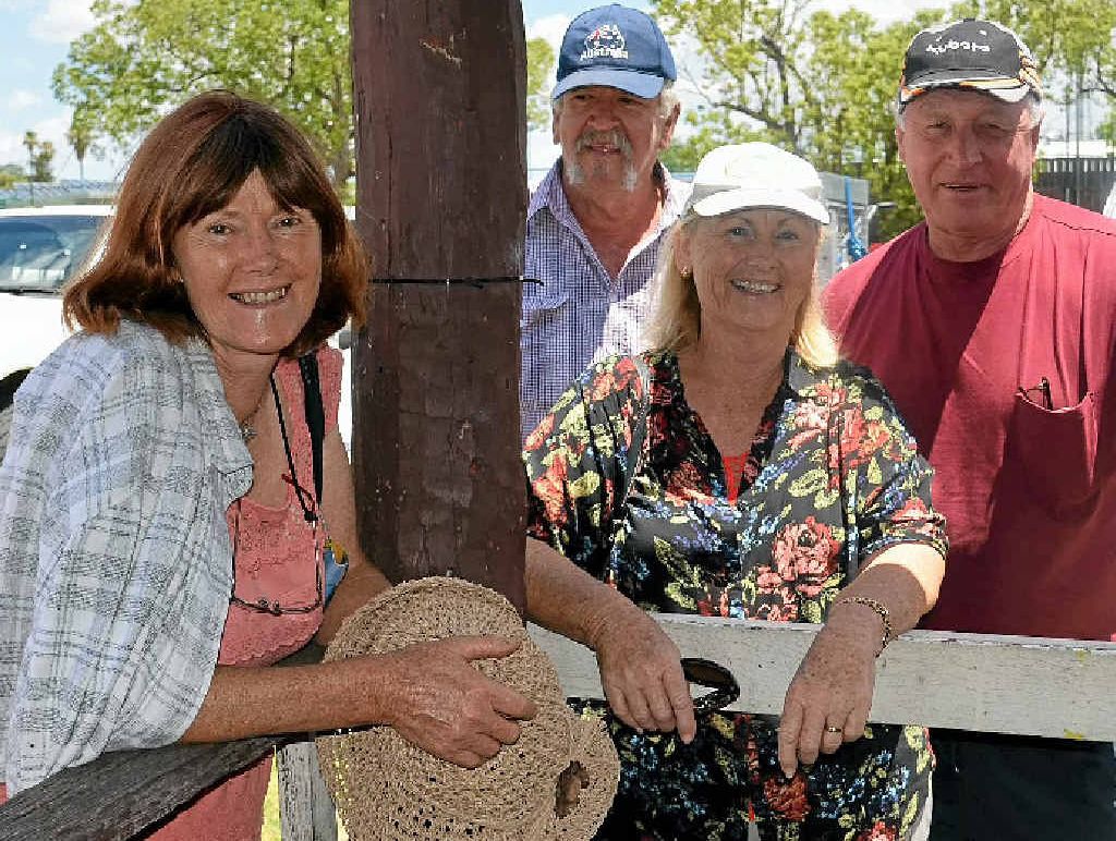 VISITORS: Avis and Doug Stehn show Jim and Gwen Milgate the best of the Pig and Calf Sale. VISITORS: Avis and Doug Stehn show Jim and Gwen Milgate the best of the Pig and Calf Sale.